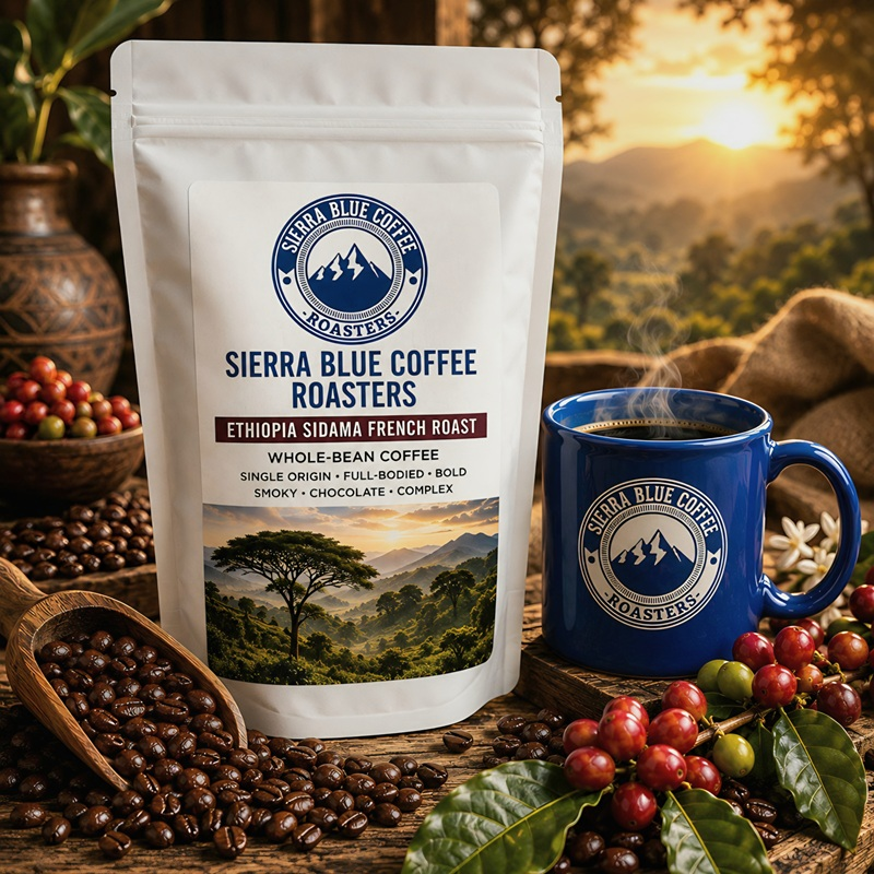 Ethiopia Sidama, French Roast, 12 oz bag, Whole Bean Coffee
