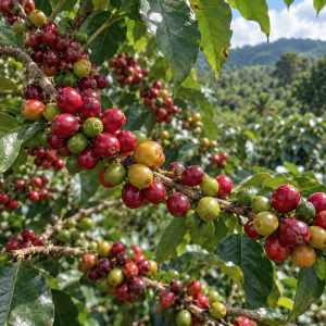 Ripe coffee cherries representing single origin coffee from distinct growing regions